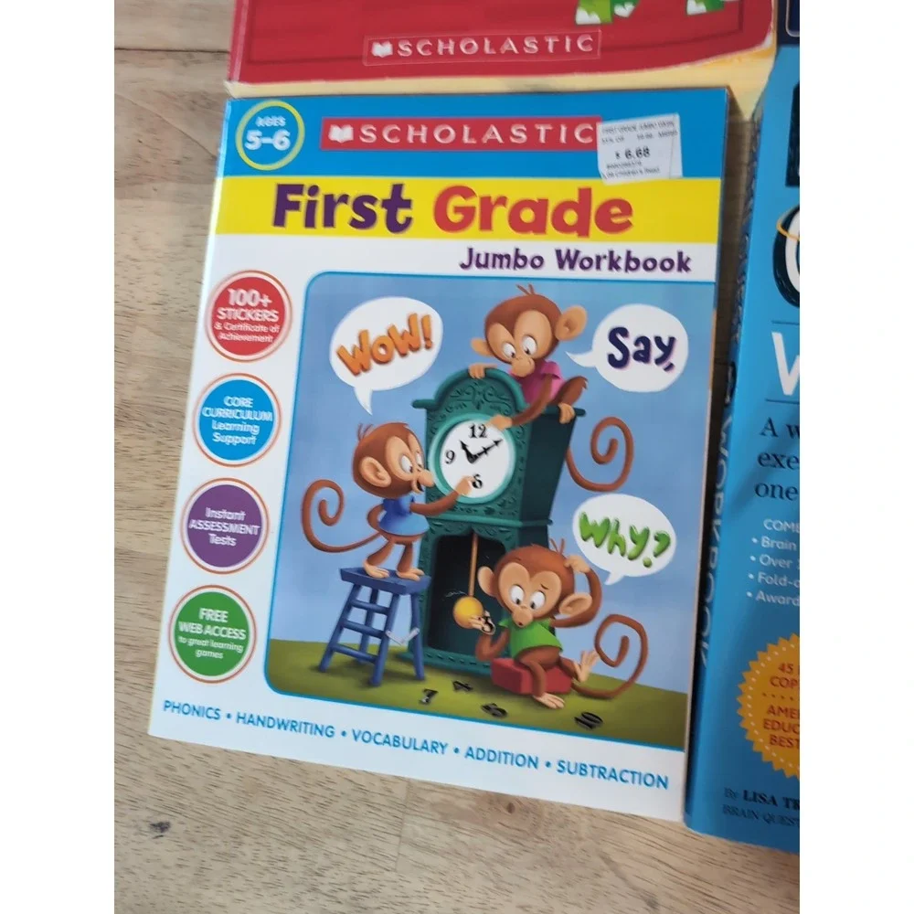 Lot Of 4 1st Grade , Preschool‎ And 2 Coloring Books. Some Writing. Brain Quest